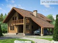Y-196-1D проект двухэтажного деревянного дома из бревна с гаражом размером 14 на 15 
