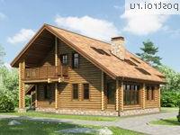 Y-196-1D проект двухэтажного деревянного дома из бревна с гаражом размером 14 на 15 