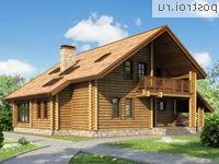 Y-196-1D проект двухэтажного деревянного дома из бревна с гаражом размером 14 на 15 