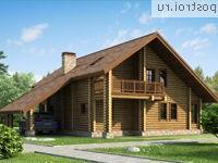 Y-196-1D проект двухэтажного деревянного дома из бревна с гаражом размером 14 на 15 