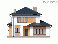 Y-204-1P проект двухэтажного дома из пенобетона размером 11 на 17 - вид спереди Y-204-1P проект двухэтажного дома из пенобетона размером 11 на 17 - вид спереди