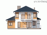 Y-204-1P проект двухэтажного дома из пенобетона размером 11 на 17 - вид сзади Y-204-1P проект двухэтажного дома из пенобетона размером 11 на 17 - вид сзади