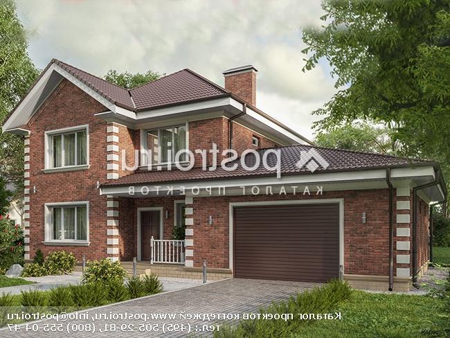 Y-214-1P проект двухэтажного дома из пенобетона с гаражом размером 16 на 12