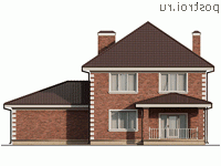 Y-214-1P проект двухэтажного дома из пенобетона с гаражом размером 16 на 12 - вид сзади