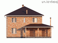 Y-218-1P проект двухэтажного дома из пенобетона размером 17 на 14 - вид спереди