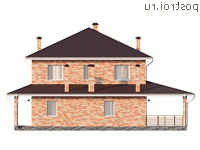 Y-218-1P проект двухэтажного дома из пенобетона размером 17 на 14 - вид слева
