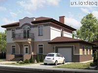 Y-220-1P проект двухэтажного дома из пенобетона с гаражом размером 16 на 11