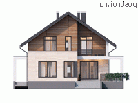 Y-224-1P проект двухэтажного коттеджа из газобетона размером 15 на 15 - вид слева