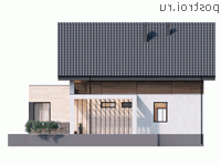 Y-224-1P проект двухэтажного коттеджа из газобетона размером 15 на 15 - вид сзади