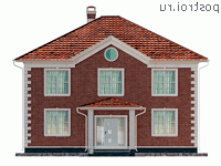 Y-229-1P проект двухэтажного коттеджа из газобетона размером 13 на 12 - вид спереди