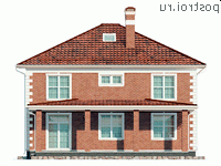 Y-229-1P проект двухэтажного коттеджа из газобетона размером 13 на 12 - вид сзади