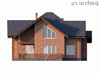 Y-230-1P проект двухэтажного коттеджа из газобетона размером 13 на 13 - вид слева