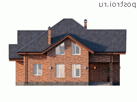 Y-230-1P проект двухэтажного коттеджа из газобетона размером 13 на 13 - вид справа