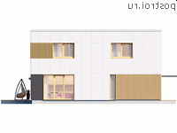 Y-233-1P проект двухэтажного дома из газобетона с гаражом размером 12 на 12 - вид справа Y-233-1P проект двухэтажного дома из газобетона с гаражом размером 12 на 12 - вид справа