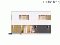 Y-233-1P проект двухэтажного дома из газобетона с гаражом размером 12 на 12 - вид сзади Y-233-1P проект двухэтажного дома из газобетона с гаражом размером 12 на 12 - вид сзади