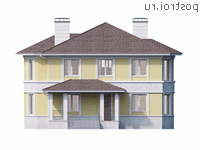 Y-252-1P проект двухэтажного коттеджа из пеноблоков размером 14 на 18 - вид спереди Y-252-1P проект двухэтажного коттеджа из пеноблоков размером 14 на 18 - вид спереди
