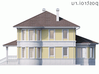 Y-252-1P проект двухэтажного коттеджа из пеноблоков размером 14 на 18 - вид слева Y-252-1P проект двухэтажного коттеджа из пеноблоков размером 14 на 18 - вид слева
