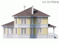 Y-252-1P проект двухэтажного коттеджа из пеноблоков размером 14 на 18 - вид справа Y-252-1P проект двухэтажного коттеджа из пеноблоков размером 14 на 18 - вид справа