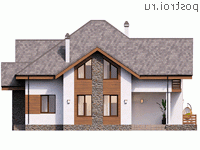 Y-263-1P проект двухэтажного дома из пеноблоков размером 16 на 14 - вид спереди