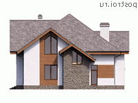 Y-263-1P проект двухэтажного дома из пеноблоков размером 16 на 14 - вид справа