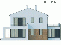 Y-271-1P проект двухэтажного дома из пеноблоков размером 18 на 15 - вид слева