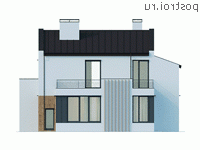 Y-271-1P проект двухэтажного дома из пеноблоков размером 18 на 15 - вид сзади