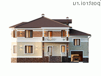 Y-292-1P проект двухэтажного дома из пеноблоков с гаражом размером 17 на 16 - вид спереди