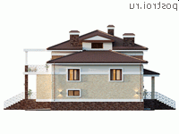 Y-292-1P проект двухэтажного дома из пеноблоков с гаражом размером 17 на 16 - вид слева