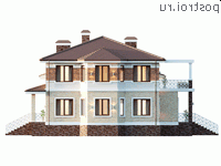 Y-292-1P проект двухэтажного дома из пеноблоков с гаражом размером 17 на 16 - вид справа