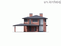 Y-350-1P проект двухэтажного дома из пенобетона с цоколем размером 16 на 25 - вид спереди Y-350-1P проект двухэтажного дома из пенобетона с цоколем размером 16 на 25 - вид спереди