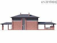 Y-350-1P проект двухэтажного дома из пенобетона с цоколем размером 16 на 25 - вид слева Y-350-1P проект двухэтажного дома из пенобетона с цоколем размером 16 на 25 - вид слева