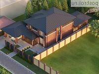 Y-350-1P проект двухэтажного дома из пенобетона с цоколем размером 16 на 25