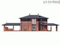 Y-350-1P проект двухэтажного дома из пенобетона с цоколем размером 16 на 25 - вид справа Y-350-1P проект двухэтажного дома из пенобетона с цоколем размером 16 на 25 - вид справа