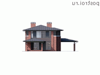 Y-350-1P проект двухэтажного дома из пенобетона с цоколем размером 16 на 25 - вид сзади Y-350-1P проект двухэтажного дома из пенобетона с цоколем размером 16 на 25 - вид сзади