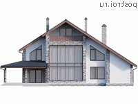 Y-361-1P проект двухэтажного дома из газобетона с мансардой и гаражом размером 22 на 17 - вид сзади Y-361-1P проект двухэтажного дома из газобетона с мансардой и гаражом размером 22 на 17 - вид сзади