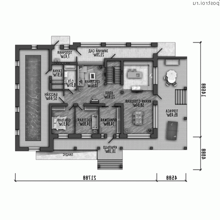 Y-571-1K проект двухэтажного дома из кирпича с подвалом размером 26 на 19 - 2-й этаж
