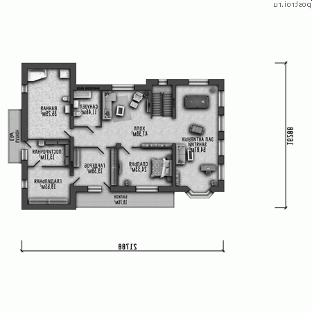 Y-571-1K проект двухэтажного дома из кирпича с подвалом размером 26 на 19 - 2-й этаж