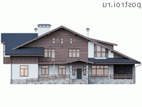 Y-571-1K проект двухэтажного дома из кирпича с подвалом размером 26 на 19 - вид спереди