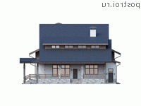 Y-571-1K проект двухэтажного дома из кирпича с подвалом размером 26 на 19 - вид слева