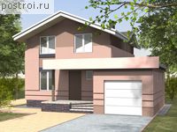 N-132-1P проект двухэтажного дома из газобетона с гаражом размером 7 на 9 