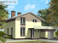 N-148-1P проект двухэтажного дома из газобетона с гаражом размером 8 на 9 