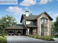 N-174-2K проект двухэтажного дома из кирпича с гаражом размером 15 на 9 