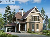 N-178-2P проект двухэтажного коттеджа из пенобетона с гаражом размером 14 на 9 