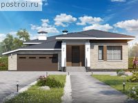 N-190-1P проект одноэтажного дома из пеноблоков с гаражом размером 17 на 16 