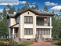 N-212-1P проект двухэтажного дома из пенобетона с цоколем размером 11 на 10 