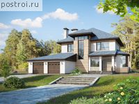 N-243-1K проект двухэтажного дома из кирпича с гаражом размером 17 на 14