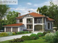 N-377-1K проект двухэтажного коттеджа из кирпича с гаражом размером 19 на 20 