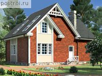 O-160-2K проект одноэтажного дома из кирпича с мансардой размером 10 на 14 