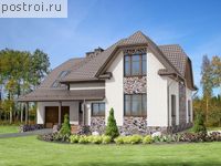 O-226-1K проект двухэтажного коттеджа из кирпича с гаражом размером 15 на 13 