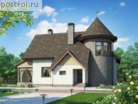 O-228-1K проект одноэтажного коттеджа из кирпича с мансардой размером 17 на 14 